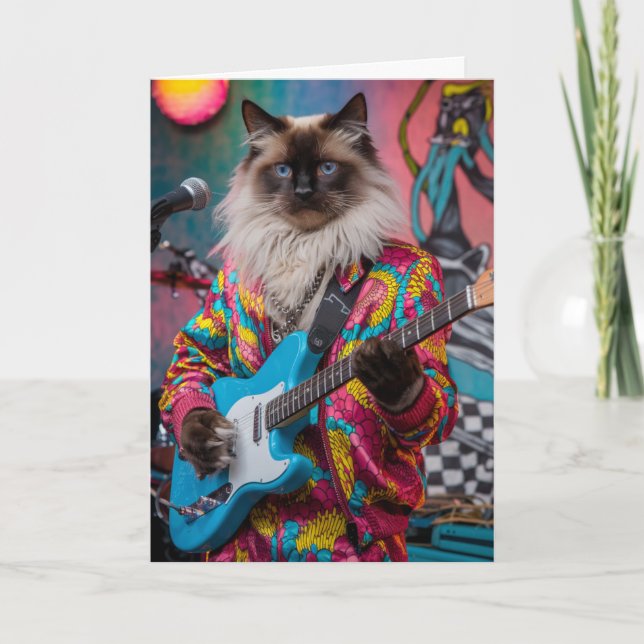 Tarjeta Gato siamés divertido roquero (Anverso)