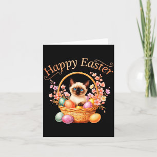 Tarjeta Gato siamés Feliz Pascua Lindo gato siamés mamá