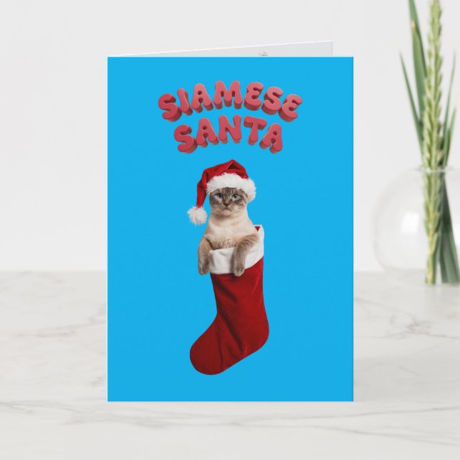 Tarjeta Gato siamés lindo Navidad vacaciones (Anverso)