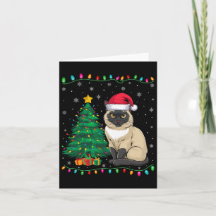 Tarjeta Gato siamés Santa Hat Hombres Mujeres Navidades