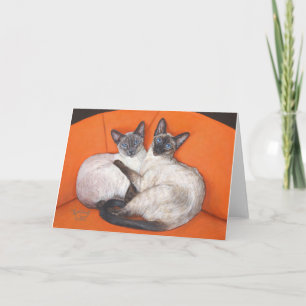 Tarjeta Gato simpático paro siamés
