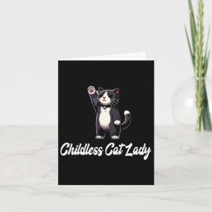 Tarjeta Gato sin hijos Lady -tuxedo Cat Raising Paw- Graci