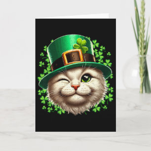 Tarjeta Gato Sombrero Duende Día de San Patricio Gatito Tr