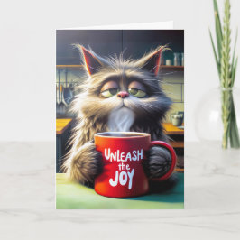 Tarjeta Gato somnoliento de cumpleaños de amigo con taza r