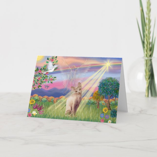Tarjeta Gato Sphynx - Ángel de la nube (Anverso)