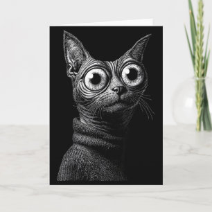 Tarjeta Gato Sphynx con suéter divertido amantes de gatos 