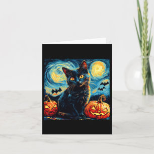 Tarjeta Gato Starry Night Van Gogh Cat Lover Bats