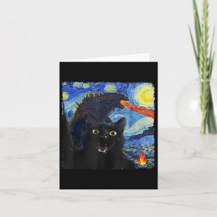 Tarjeta Gato Starry Night Van Gogh Cat Para El Gente Que P