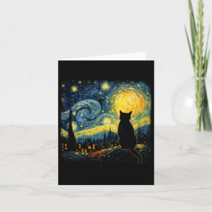 Tarjeta Gato Starry Night Van Gogh Cat Para Gato Que Perte
