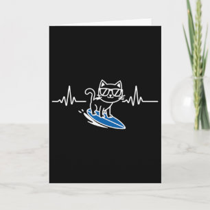 Tarjeta Gato Surfing Divertido Surfista Tabla de Surf Surf