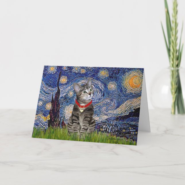 Tarjeta GATO (Tabby2) - Noche estrellada (Anverso)