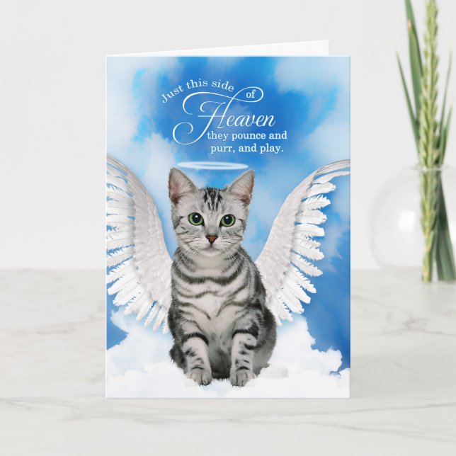Tarjeta Gato Tabby Angel Mascota Solidaridad con el Puente (Anverso)