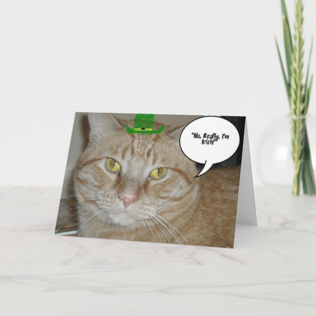 Tarjeta Gato tabby del Día de San Patricio (Anverso)