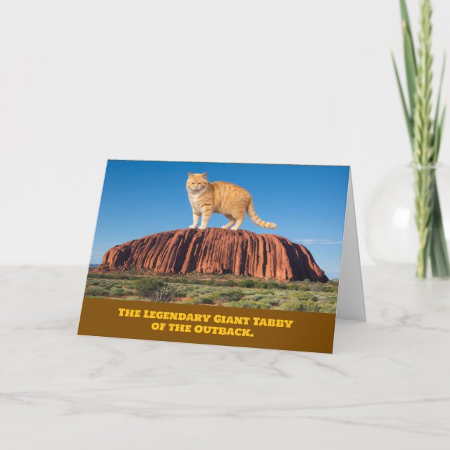Tarjeta Gato Tabby Divertido en Ayer's Rock (Anverso)