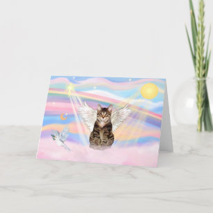 Tarjeta Gato Tigre Tabby Ángel en Nubes