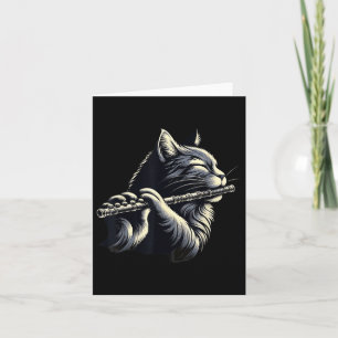 Tarjeta Gato Tocando Flauta Amante de los Gatos Músicos 