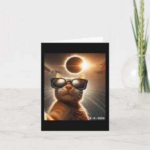 Tarjeta Gato Tomándose Un Selfie Con El Eclipse Solar 2024