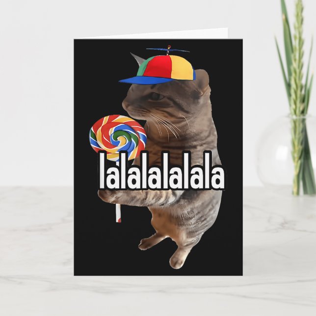 Tarjeta Gato Tonto Con Lollip Meme  (Anverso)