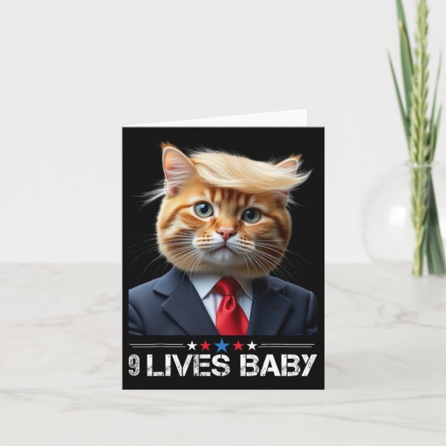 Tarjeta Gato Trump 9 Vidas Bebé Divertido Vota Por Trump G (Anverso)