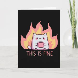 Tarjeta Gato Uno Fuego Esto Está Bien