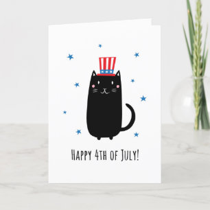 Tarjeta Gato usando un gorra patriótico, Feliz 4 de julio