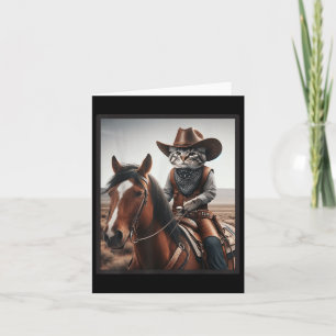 Tarjeta Gato Vaquero Gatos Divertidos Gatito Montando Caba