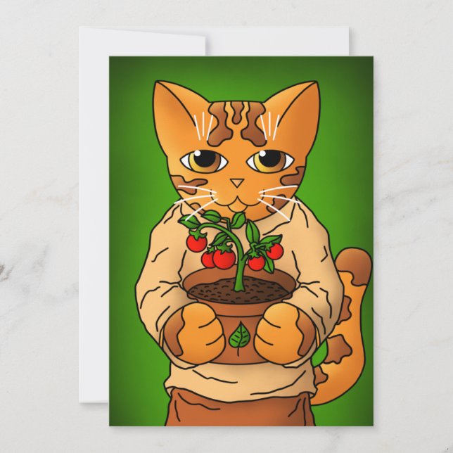 Tarjeta Gato Vegan Gardener (Anverso)