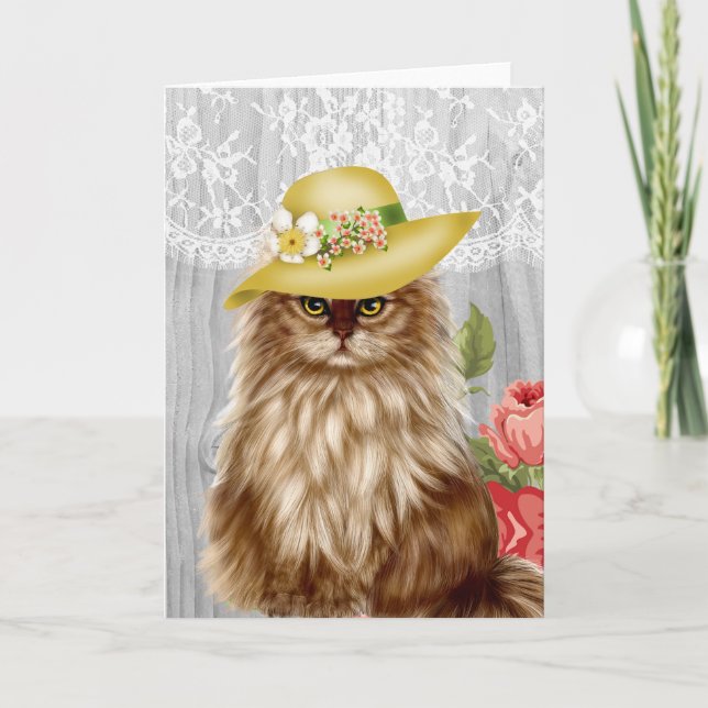 Tarjeta Gato vestido de gorra notecard (Anverso)