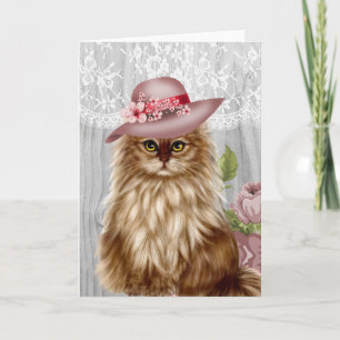 Tarjeta Gato victoriano vestido con la Gorra Notecard