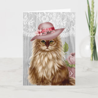 Tarjeta Gato victoriano vestido con la Gorra Notecard