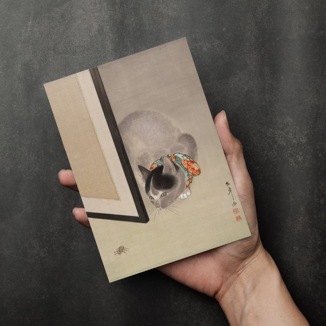 Tarjeta Gato viendo una araña | Oide Tōkō (Subido por el creador)