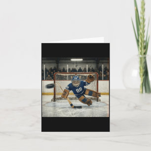 Tarjeta Gato Volador Portero Divertido Gato de Hockey sobr