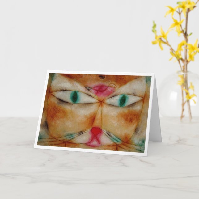 Tarjeta Gato y ave, Paul Klee, (flor amarilla)