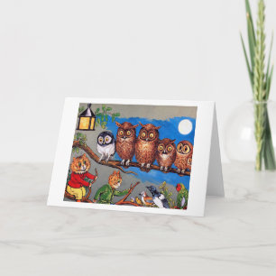 Tarjeta Gato y búho, Louis Wain