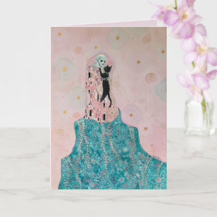 Tarjeta Gato y esqueleto 