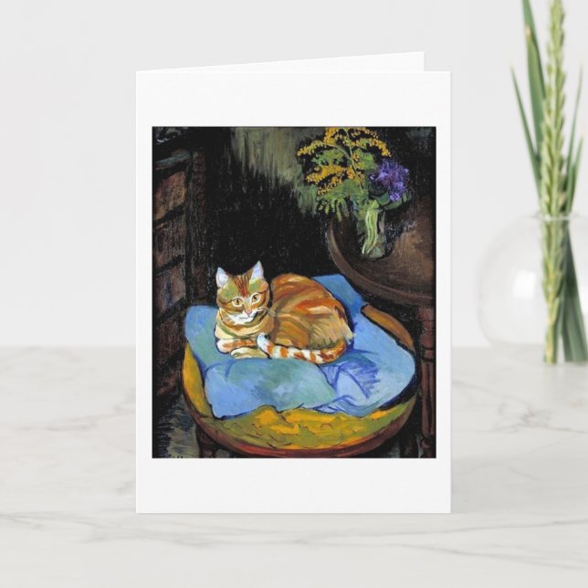 Tarjeta Gato y flores en grano, Suzanne Valadon (Anverso)