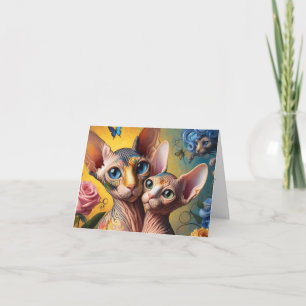 Tarjeta Gato y gatito de fantasía