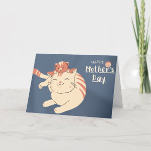 Tarjeta Gato y gatito felices del día de la madre
