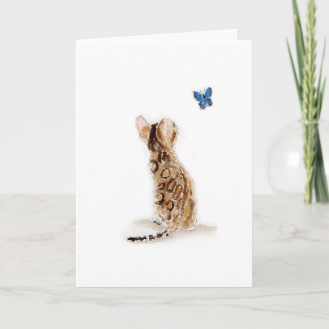 Tarjeta Gato y mariposa de Bengala (Anverso)