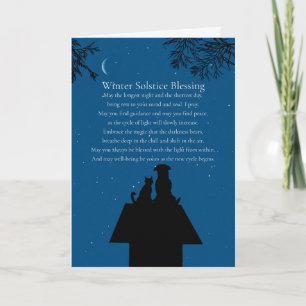 Tarjeta Gato y perro del solsticio de invierno Poema lindo