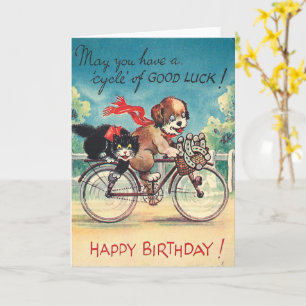 Tarjeta Gato Y Perros Vintage Cute
