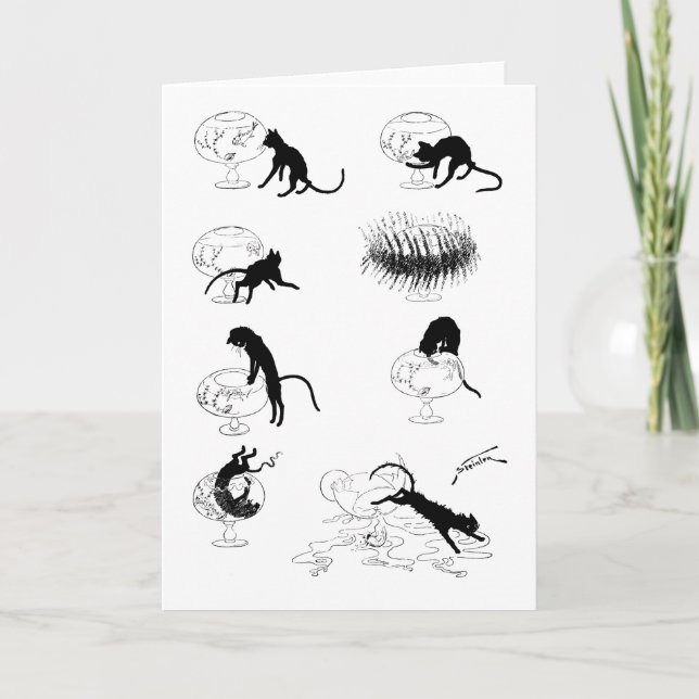 Tarjeta Gato y pez dorado, Alexandre Steinlen (Anverso)