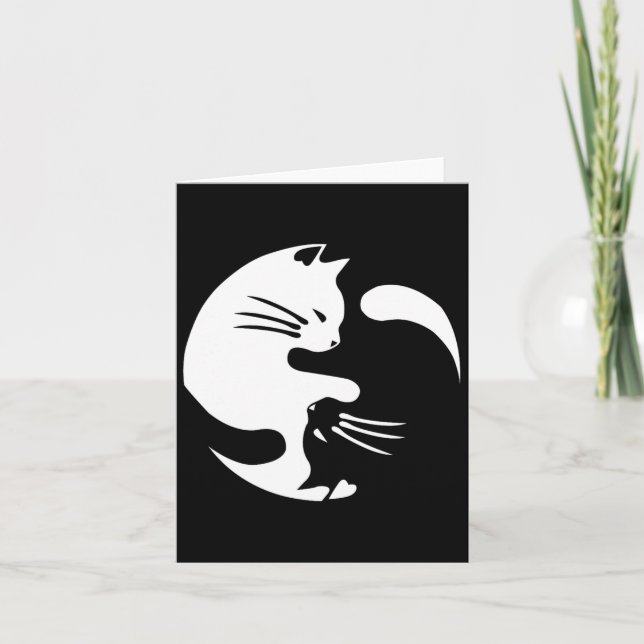 Tarjeta Gato Yin Yang Paz Amo Idea de Regalo Interconectad (Anverso)