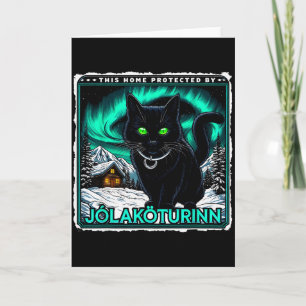 Tarjeta Gato Yule Retro Islandés Esta Casa Protegida Jólak