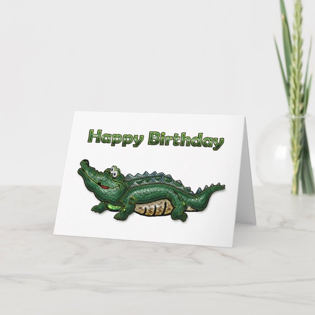 Tarjeta Gator verde de pandillas Feliz cumpleaños (Anverso)