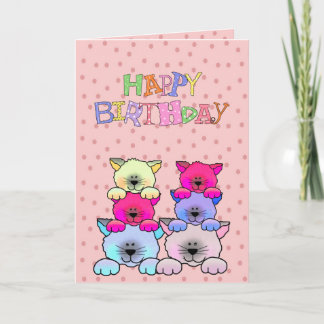 Tarjeta Gatos 2 del feliz cumpleaños de los chicas del