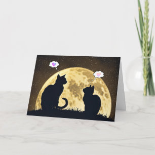 Tarjeta Gatos a la luz de la luna para pensar en ti