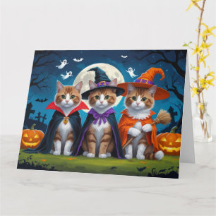 Tarjeta Gatos abisinios calabaza Halloween divertido