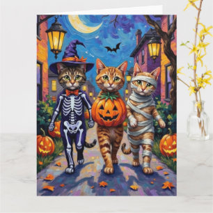 Tarjeta Gatos Abisinios Trick-or-Treating en Cos de Hallow