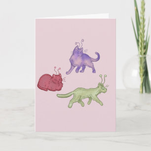 Tarjeta Gatos alienígenas caprichosos gatos espaciales div